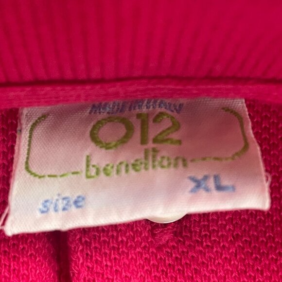 Vintage 012 Benetton Youth Boy's Pink Long Sleeve Polo Shirt Sz XL - Picture 4 of 6